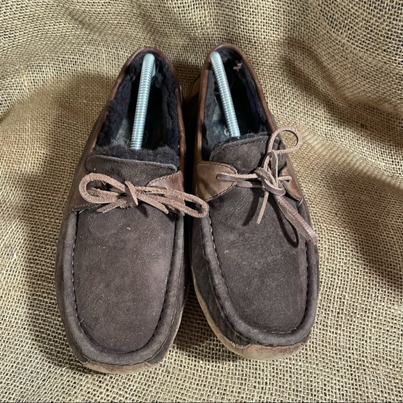 Ugh Byron Suede Leather Slipper Moccasin Slip on - Picture 7 of 9